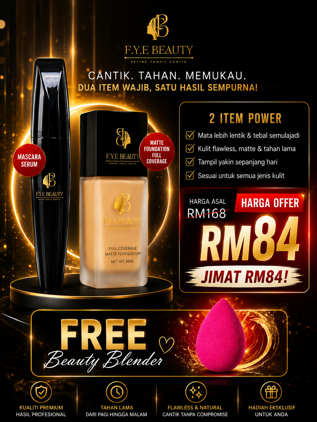 COMBO SET MASCARA SERUM + MINI MATTE FOUNDATION